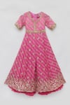 Buy_FAYON KIDS_Pink Georgette Embroidery Bandhej Pattern Jumpsuit_Online_at_Aza_Fashions