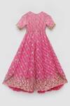 Shop_FAYON KIDS_Pink Georgette Embroidery Bandhej Pattern Jumpsuit_at_Aza_Fashions
