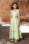 Buy_FAYON KIDS_Green Georgette Embroidery 3d Floral Sequin Jumpsuit _at_Aza_Fashions