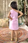 Shop Fayon Kids Purple Lycra One Shoulder Dress at Aza Fashions Shop_Fayon Kids_Purple Lycra One Shoulder Dress _at_Aza_Fashions