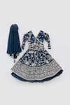 FAYON KIDS_Blue Georgette Embroidery Parsi Work Lehenga Choli Set_Online_at_Aza_Fashions