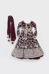 Fayon Kids_Maroon Georgette Embroidery, Pearls, Tassels Floral Parsi Work Anarkali Set _Online_at_Aza_Fashions