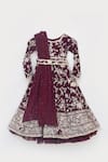Buy_Fayon Kids_Maroon Georgette Embroidery, Pearls, Tassels Floral Parsi Work Anarkali Set _Online_at_Aza_Fashions