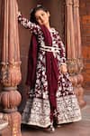 Shop_Fayon Kids_Maroon Georgette Embroidery, Pearls, Tassels Floral Parsi Work Anarkali Set _at_Aza_Fashions