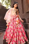 Buy_FAYON KIDS_Pink Lehenga And Choli Georgette Embroidery Zari Sequin Set _at_Aza_Fashions