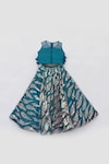 Buy_FAYON KIDS_Blue Lehenga Net Embroidery Sequin Leaf Pattern And Blouse Set_Online_at_Aza_Fashions