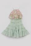 Buy_Fayon Kids_Peach Organza, Cotton Sequins, Beads Butterfly Embroidered Top And Sharara Set _Online_at_Aza_Fashions