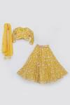 Shop_Fayon Kids_Yellow Georgette Embroidery Parsi Work Lehenga Set _at_Aza_Fashions