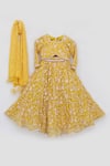 Buy_Fayon Kids_Yellow Georgette Embroidery Parsi Work Lehenga Set _Online_at_Aza_Fashions