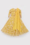 Fayon Kids_Yellow Georgette Embroidery Parsi Work Lehenga Set _at_Aza_Fashions