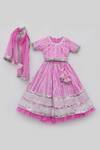Fayon Kids_Pink Net, Organza Lace, Sequins, Embroidery Thread Lehenga Set_Online_at_Aza_Fashions