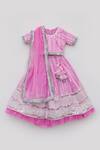 Buy_Fayon Kids_Pink Net, Organza Lace, Sequins, Embroidery Thread Lehenga Set_Online_at_Aza_Fashions