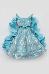 Shop_Fayon Kids_Blue Net Sequins, Embroidery 3d Crop Top And Skirt Set _Online_at_Aza_Fashions