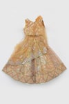 Shop_FAYON KIDS_Yellow Net Embroidery 3d Sequin Crop Top And Skirt Set _Online_at_Aza_Fashions