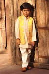 Buy_FAYON KIDS_Yellow Kurta Georgette Embroidery Parsi Work Bundi And Set _at_Aza_Fashions