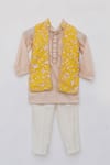 Buy_FAYON KIDS_Yellow Kurta Georgette Embroidery Parsi Work Bundi And Set _Online_at_Aza_Fashions