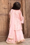 Shop_FAYON KIDS_Peach Kurta And Sharara Georgette Embroidery Sequin Stitchline Set _at_Aza_Fashions