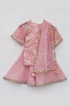 FAYON KIDS_Peach Kurta And Sharara Georgette Embroidery Sequin Stitchline Set _at_Aza_Fashions