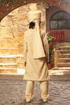 Fayon Kids_Gold Chanderi, Cotton Embroidery, Sequins Lucknowi Achkan And Pant Set _Online_at_Aza_Fashions