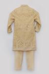 Shop_Fayon Kids_Gold Chanderi, Cotton Embroidery, Sequins Lucknowi Achkan And Pant Set _Online_at_Aza_Fashions