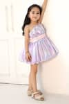 Buy_FAYON KIDS_Purple Shimmer Foil Embroidery Swarovski Metallic One Shoulder Frock _at_Aza_Fashions