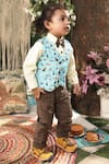 Buy_FAYON KIDS_Blue Cotton And Shirt Fabric Printed Animal Waist Coat And Pant Set _at_Aza_Fashions