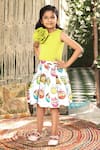 Buy_FAYON KIDS_Green Lycra Printed Top With Skirt Set _at_Aza_Fashions