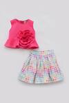 Fayon Kids Pink Cotton, Lycra Fabric Flowers Top With Printed Skirt Set Online at Aza Fashions Fayon Kids_Pink Cotton, Lycra Fabric Flowers Top With Printed Skirt Set _Online_at_Aza_Fashions