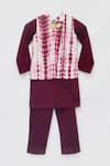 Buy_Fayon Kids_Maroon Cotton Embroidery Tie Dye Kurta Set _Online_at_Aza_Fashions