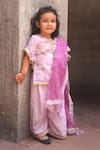 Buy_FAYON KIDS_Purple Cotton Embroidered Floral Kurta Sharara Set _at_Aza_Fashions