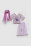 FAYON KIDS_Purple Cotton Embroidered Floral Kurta Sharara Set _Online_at_Aza_Fashions