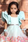 Shop_FAYON KIDS_Blue Organza Embroidered Floral 3d Gown _at_Aza_Fashions