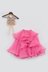 Shop_FAYON KIDS_Pink Top  Net Embroidered Cutdana And Ruffled Skirt Set_at_Aza_Fashions