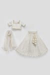 Buy_FAYON KIDS_Off White Lucknowi Fabric Embroidered Sequins Blouse Lehenga Set_Online_at_Aza_Fashions