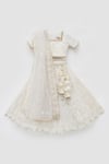 Shop_FAYON KIDS_Off White Lucknowi Fabric Embroidered Sequins Blouse Lehenga Set_Online_at_Aza_Fashions