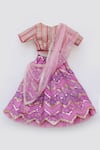 Shop_Fayon Kids_Purple Georgette, Organza Gota Patti, Sequins Chevron Bandhej Print Lehenga Set _Online_at_Aza_Fashions