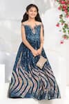 Buy_FAYON KIDS_Blue Net Embroidered Sequins Gown _at_Aza_Fashions