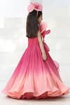 FAYON KIDS_Coral Georgette Solid Pleated One-shoulder Gown_Online_at_Aza_Fashions