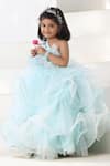 Buy_FAYON KIDS_Blue Organza Embroidered Sequins One-shoulder Ruffle Gown _at_Aza_Fashions