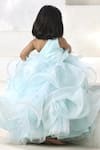 FAYON KIDS_Blue Organza Embroidered Sequins One-shoulder Ruffle Gown _Online_at_Aza_Fashions