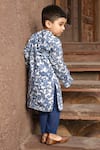 FAYON KIDS_Blue Cotton Printed Paisley Kurta And Pant Set _Online_at_Aza_Fashions