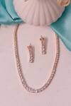 Shop_Ishhaara_Pink Crystals Cubic Zirconia Studded Necklace Set _at_Aza_Fashions