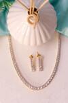 Shop_Ishhaara_Gold Plated Crystals Cubic Zirconia Embellished Necklace Set _at_Aza_Fashions