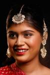 Buy_Ishhaara_Gold Plated Stones, Pearls Studded Chandbalis With Maangtikka _at_Aza_Fashions