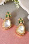 Shop_Ishhaara_Gold Plated Polki Stones And American Diamonds Embellished Earrings _at_Aza_Fashions