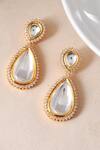 Shop_Ishhaara_Gold Plated Polki Stones And American Diamonds Tear Earrings _at_Aza_Fashions