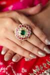 Buy_Ishhaara_Red Stones Embellished Ring _at_Aza_Fashions