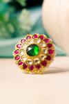 Shop_Ishhaara_Red Stones Embellished Ring _at_Aza_Fashions