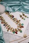 Shop_Ishhaara_Multi Color Embellished Stone Necklace Set _at_Aza_Fashions