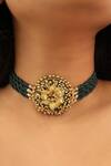 Buy_Vaidaan_Gold Plated Green Kalyani Choker _at_Aza_Fashions